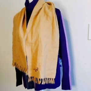 Pierre Cardin tan wool  unisex Fringe scarf